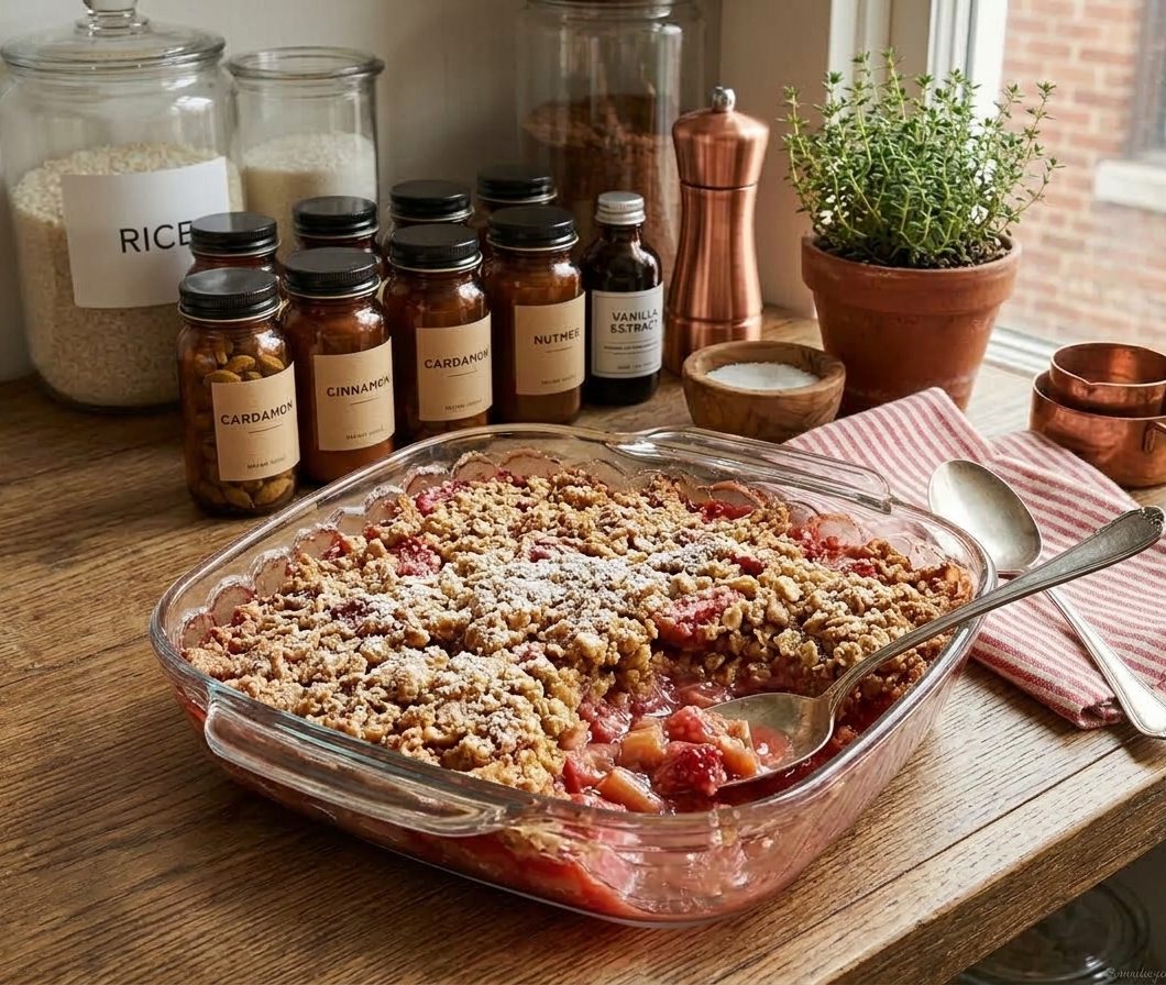 Homemade Rhubarb Crisp Dessert 