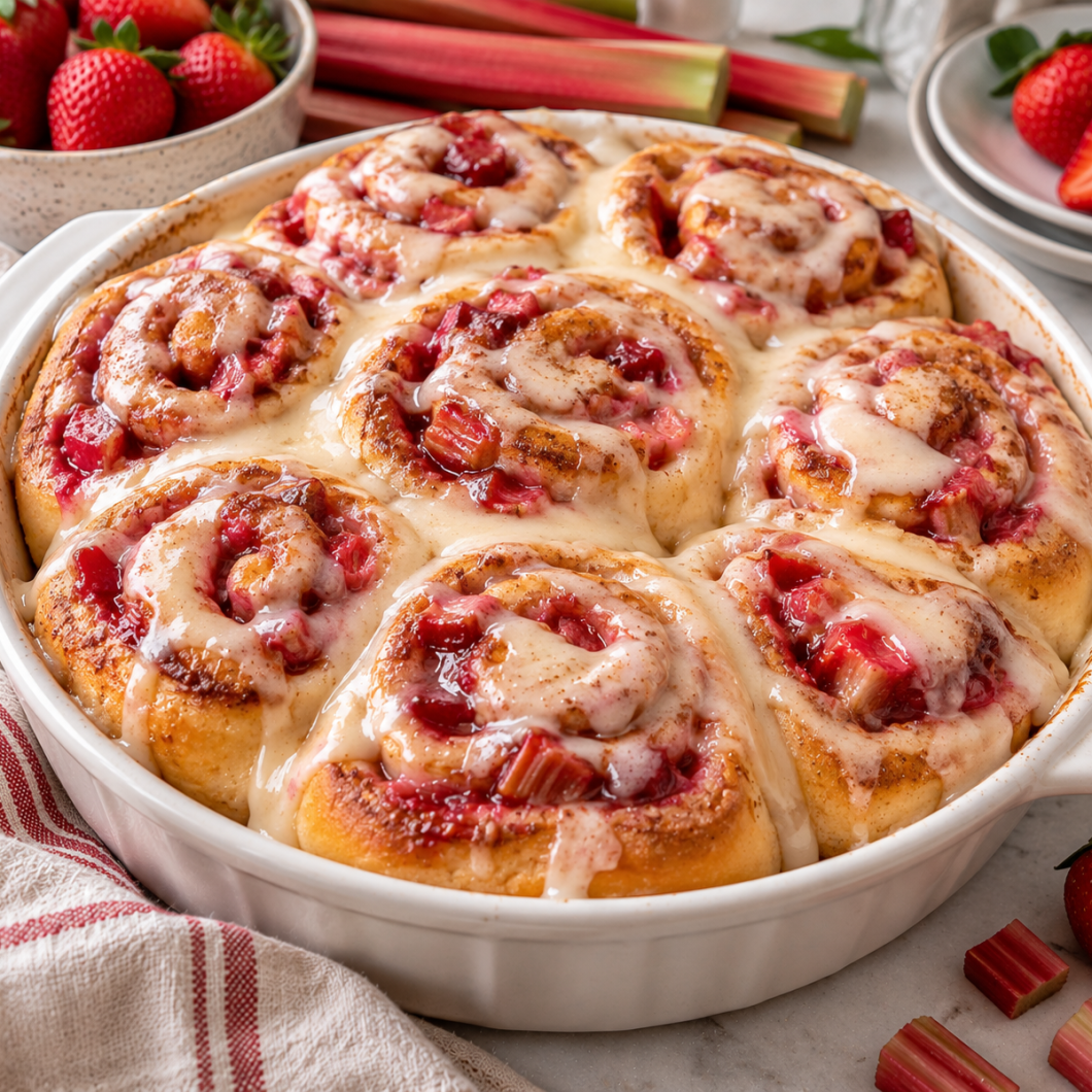 Strawberry Rhubarb Cinnamon Rolls